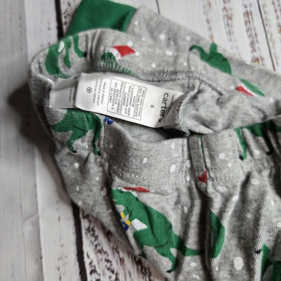Carters Snug Fit Dinosaur Christmas PJs pajamas + CP long sleeve Ninja t-shirt 6 - Picture 6 of 9
